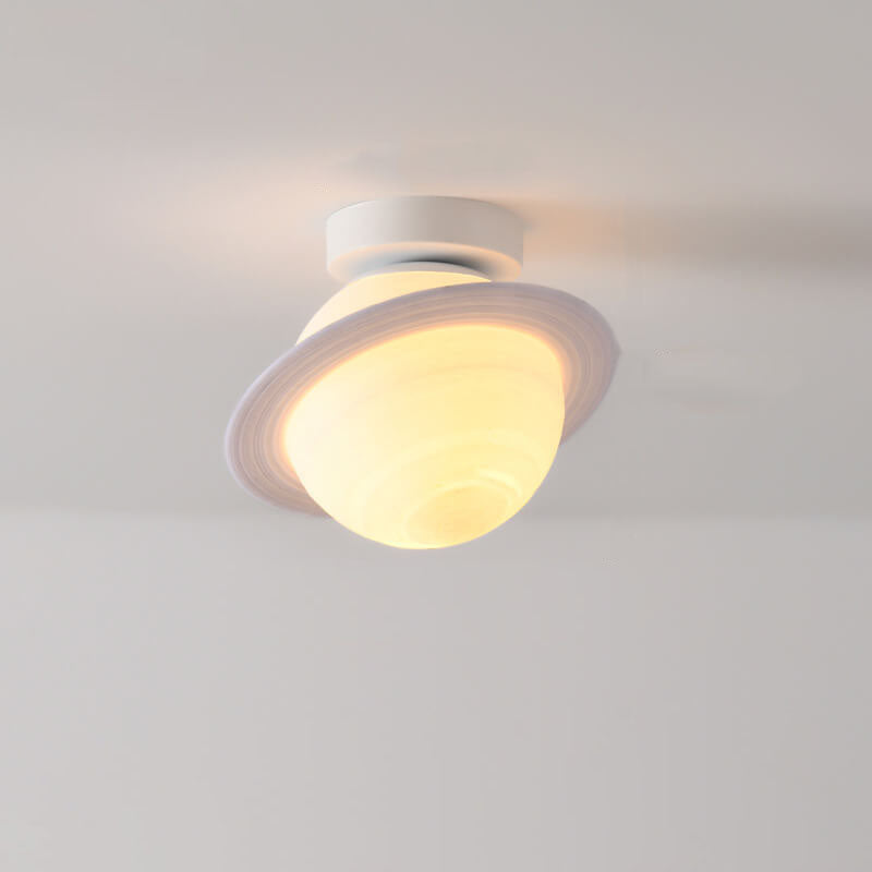 Nordic Creative Saturn Planet 1-Light Semi Flush Mount Ceiling Light