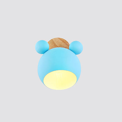 Nordic Cartoon Bear Dome 1-Light Kids Wall Sconce Lamp