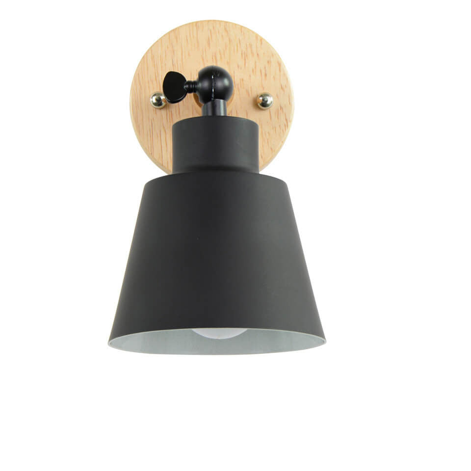 Nordic Minimalist Macaron Einfarbige Drehbare Holz 1-Licht Wandleuchte 