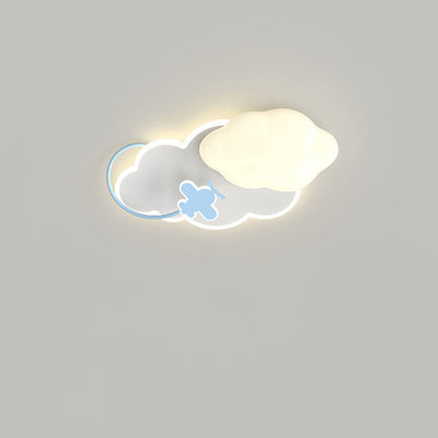 Modern Cream Clouds Crowns Iron LED Flush Mount Ceiling Light