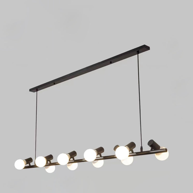 Contemporary Retro Hardware Linear Frame Glass Shade 6/8/10-Light Island Light Chandelier For Dining Room