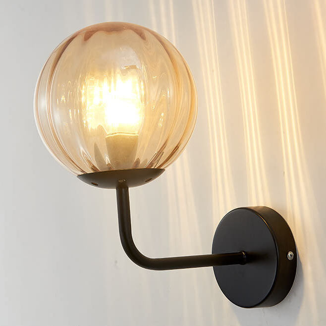 Applique murale moderne de luxe à boule ronde en fer et verre à 1 lumière 