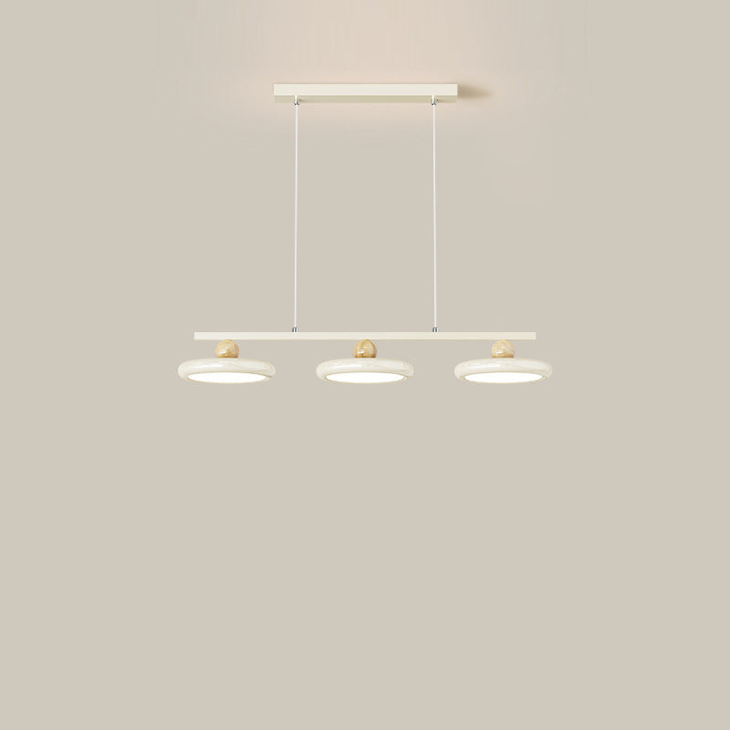 Zeitgenössische Nordic Creme Fliegende Untertasse Glas Schatten LED Insel Licht Kronleuchter Für Wohnzimmer 