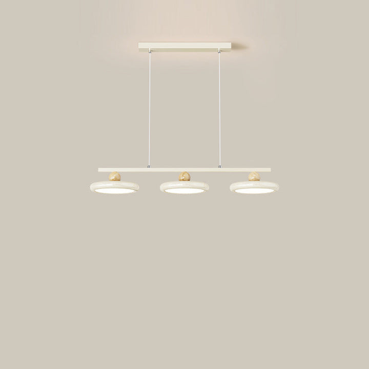 Zeitgenössische Nordic Creme Fliegende Untertasse Glas Schatten LED Insel Licht Kronleuchter Für Wohnzimmer 