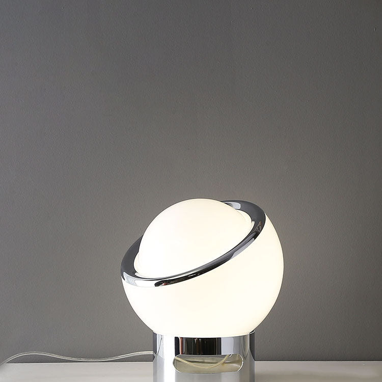 Lampe de table à 1 lumière en verre et fer à tête ronde moderne et colorée 