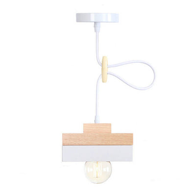 Moderne, minimalistische, einfarbige Pendelleuchte aus Schmiedeeisen und Holz mit 1 Leuchte 