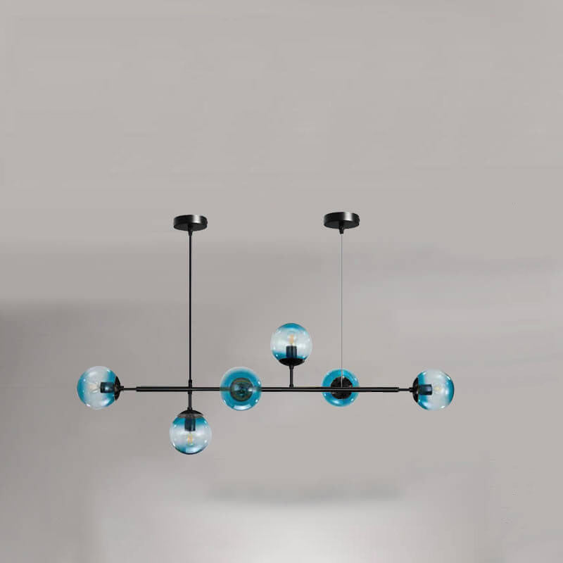 Nordischer minimalistischer bunter Kugel-Hardware-Glas-6-Licht-Insel-Licht-Kronleuchter 