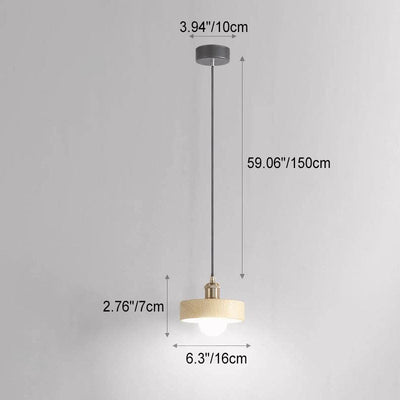 Modern Minimalist Wabi-Sabi Log Round Mouth 1-Light Pendant Light