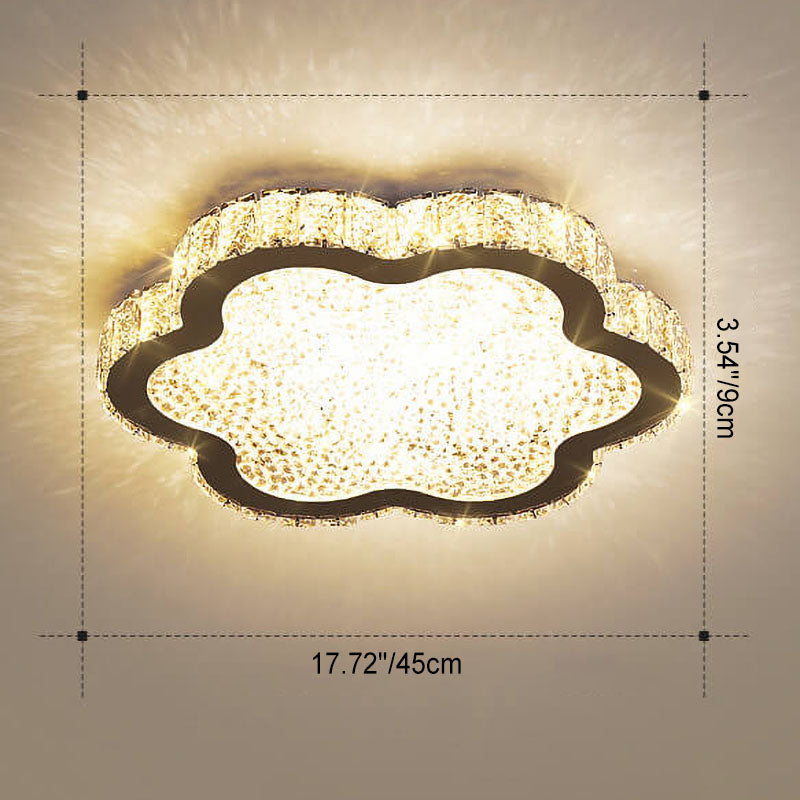 Lustre Plafonnier LED en Cristal en Acier Inoxydable Minimaliste Moderne 