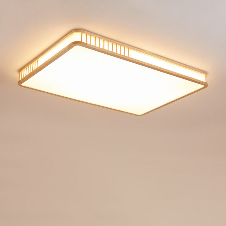 Modern Minimalist Solid Wood Acrylic Square LED Flush Mount Ceiling Light For Living Room