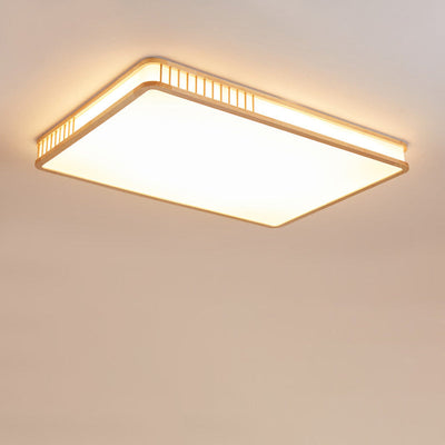 Japanese Minimalist Log Square LED Flush Mount Ceiling Light