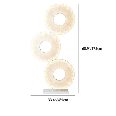 Contemporary Nordic Pleated Fabric Circle Ring Shade Iron Base LED Standing Floor Lamp For Living Room