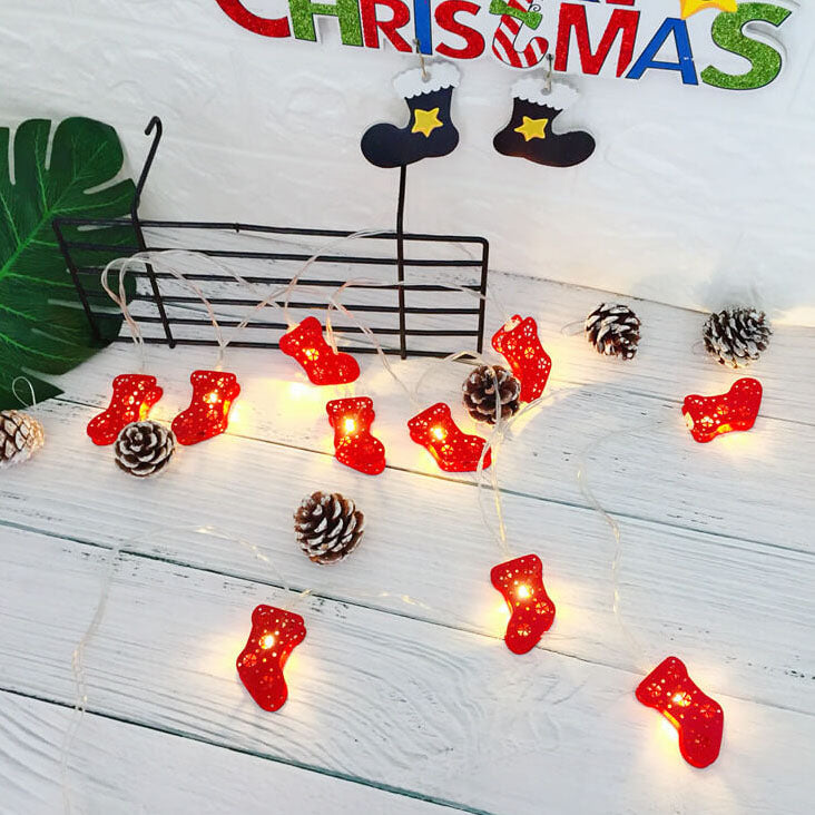 Guirlande lumineuse décorative de Noël Peinte cloches élan Boîte à piles LED Guirlande lumineuse 