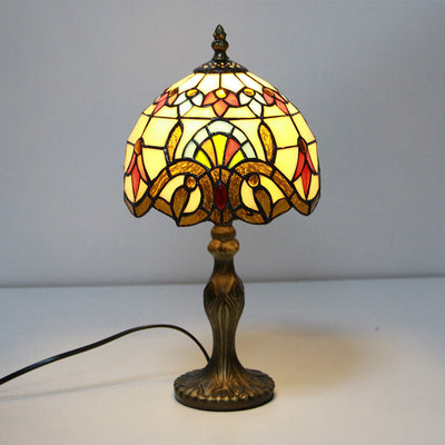 Tiffany Decorative Flower Umbrella Rose Alloy Stained Glass 1-Light Table Lamp