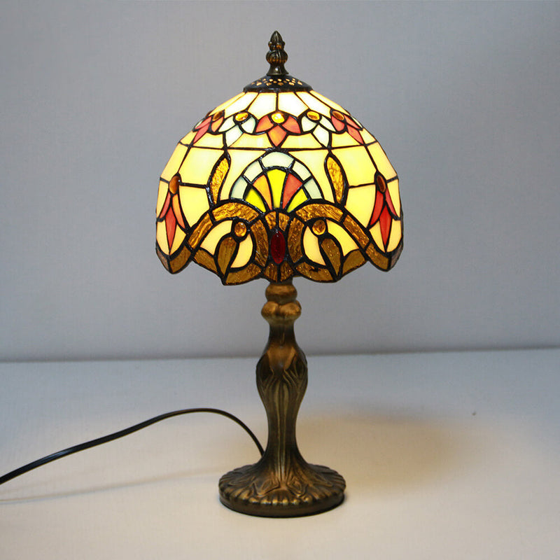 Tiffany Decorative Flower Umbrella Rose Alloy Stained Glass 1-Light Table Lamp