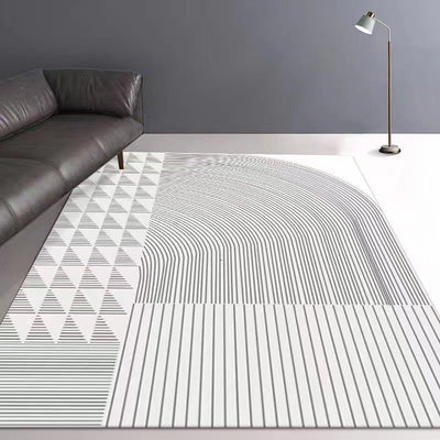 Scandinavian Geometric Rug Gray Washable Living Room Rugs