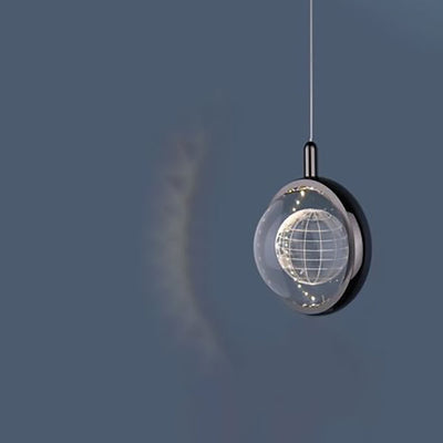 ضوء قلادة LED كريستال ألومنيوم كروي حديث بسيط لغرفة النوم 