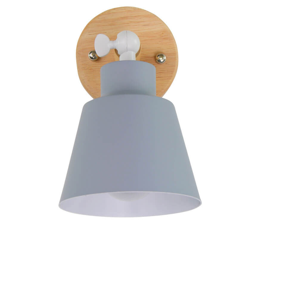Nordic Minimalist Macaron Einfarbige Drehbare Holz 1-Licht Wandleuchte 