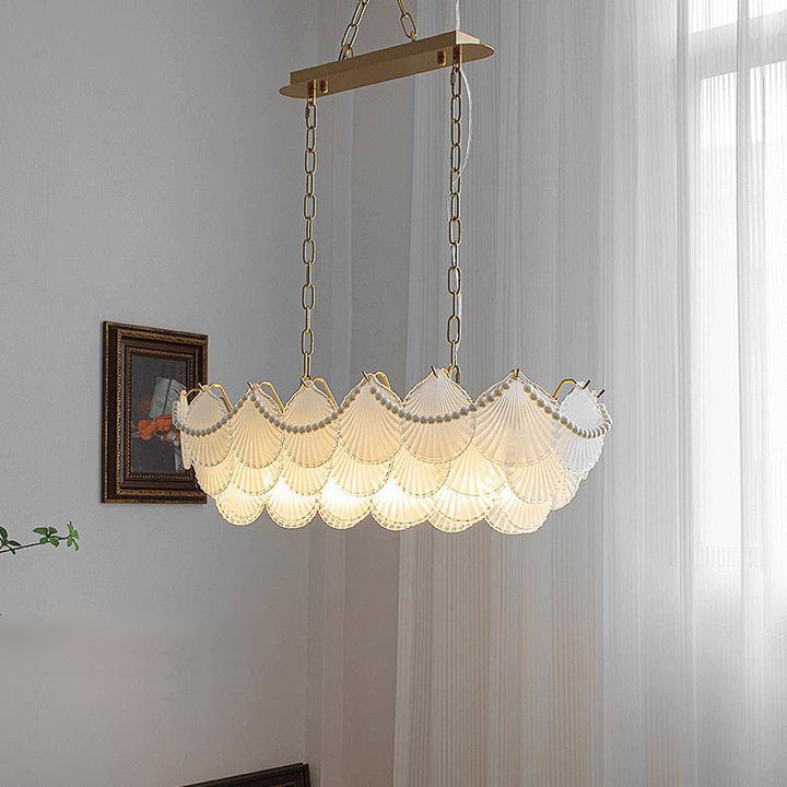 French Light Luxury Petal 3/6/9-Light Inselleuchter aus Glas 