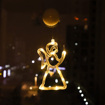 LED Christmas Lights Santa Claus Snowman Shape Window Suction Cup Decoration Lights