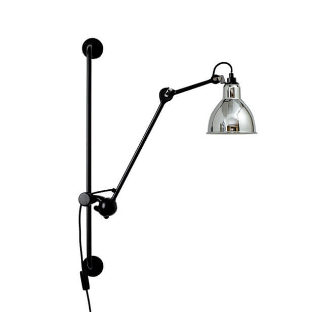 Lampe murale industrielle vintage à bras oscillant à long poteau en fer à 1 lumière 