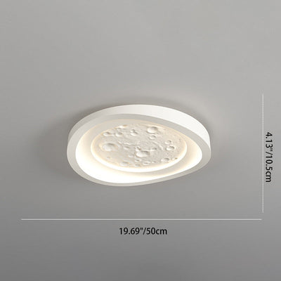 Plafonnier LED en fer avec abat-jour rond et texture de roche imitation résine pour salon, simplicité moderne 