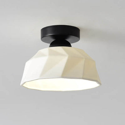 Nordic Minimal Textured Ceramic Cone Round 1-Light Semi-Flush Mount Ceiling Light