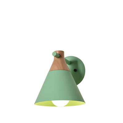 Nordische Massivholz Macaron Cone Shade 1-Licht Wandleuchte 