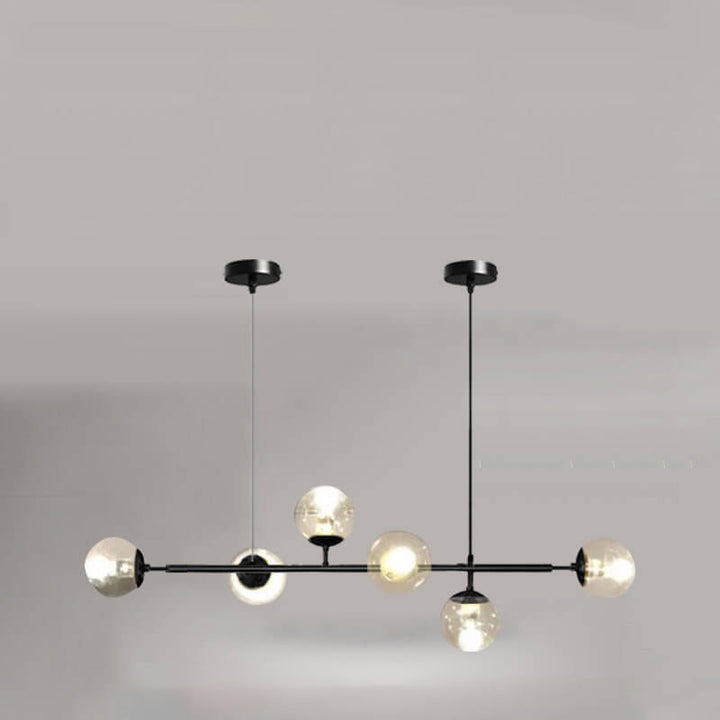 Nordischer minimalistischer bunter Kugel-Hardware-Glas-6-Licht-Insel-Licht-Kronleuchter 