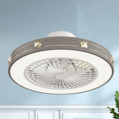 Modern Minimalist Solid Color Iron Copper LED Flush Mount Ceiling Fan Light