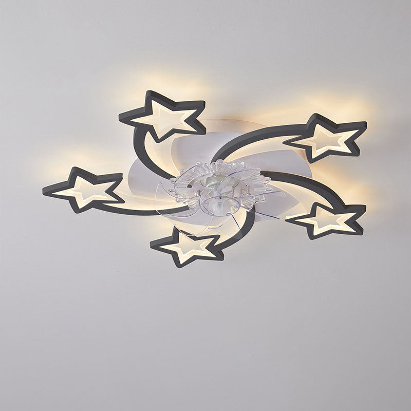 Ventilador de techo con luz LED de montaje empotrado de hierro acrílico plástico estilo escandinavo moderno 