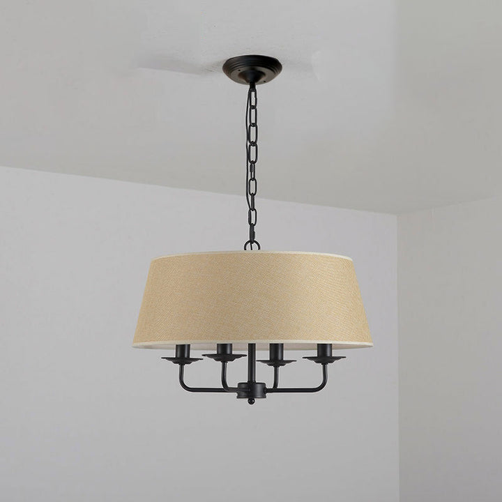 European Vintage Classic Iron Cloth 4-Light Pendant Light