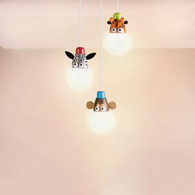 Contemporary Creative Acrylic Cartoon Animal Hardware Frame 3-Light Kids Chandelier For Bedroom