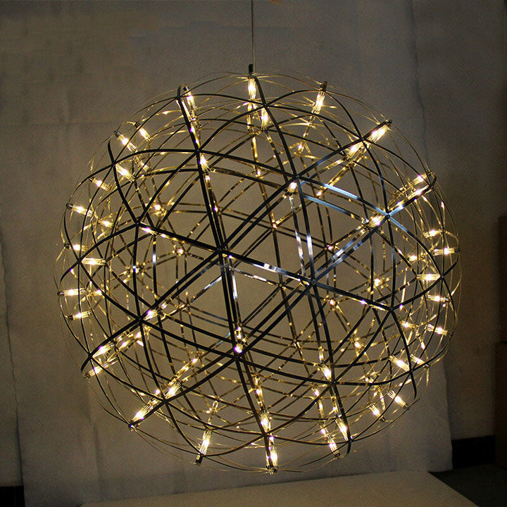 Contemporary Creative Globe Iron 12 Light LED Firework Pendant Light For Living Room