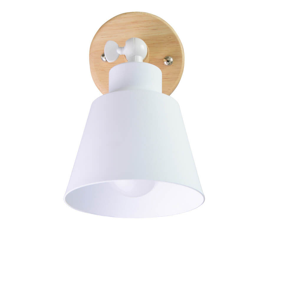 Nordic Minimalist Macaron Einfarbige Drehbare Holz 1-Licht Wandleuchte 