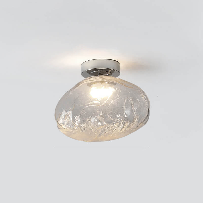 Nordic Creative Amber Glass Cloud Design LED Semi-Flush Mount Ceiling Light