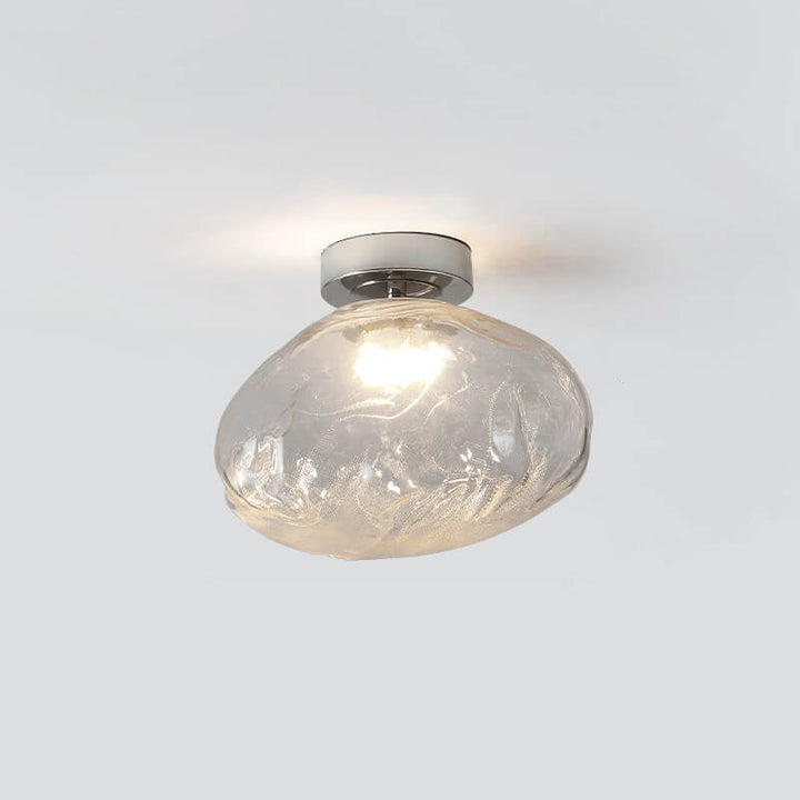 Nordic Creative Amber Glass Cloud Design LED Semi-Flush Mount Ceiling Light