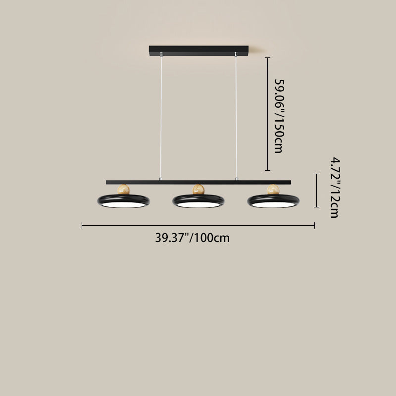 Zeitgenössische Nordic Creme Fliegende Untertasse Glas Schatten LED Insel Licht Kronleuchter Für Wohnzimmer 