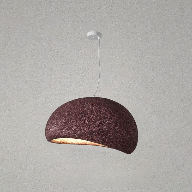 Lustre suspendu traditionnel vintage en arc semi-circulaire avec texture imitation pierre 1 lumière pour salon 