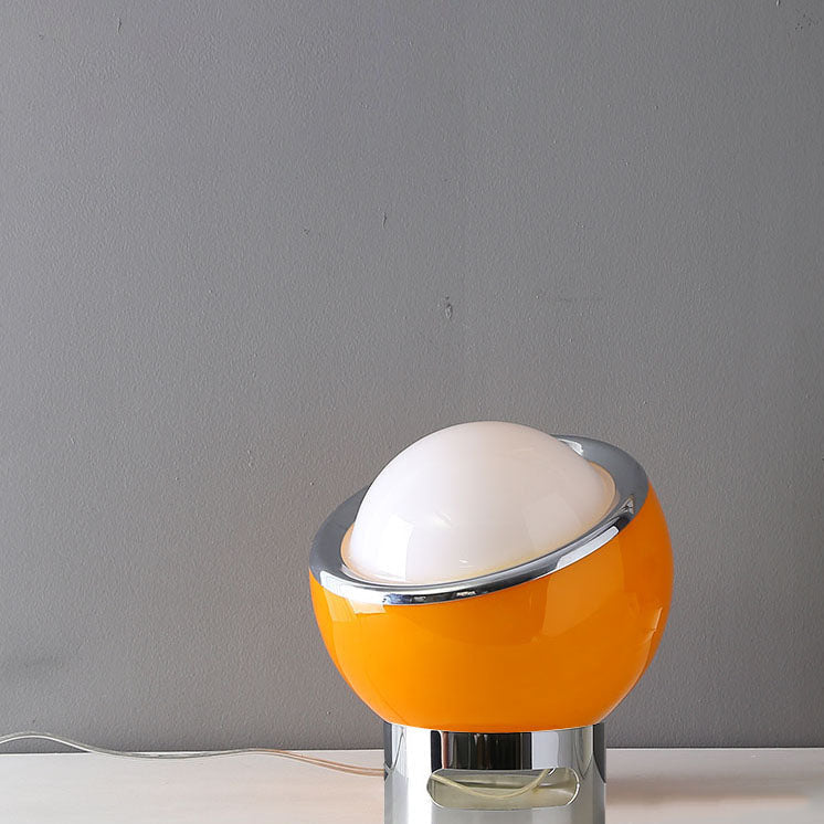 Lampe de table à 1 lumière en verre et fer à tête ronde moderne et colorée 