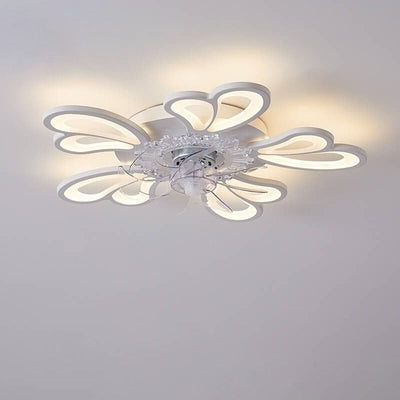 Scandinavian Modern Minimalist Heart Iron Acrylic Plastic LED Flush Mount Ceiling Fan Light