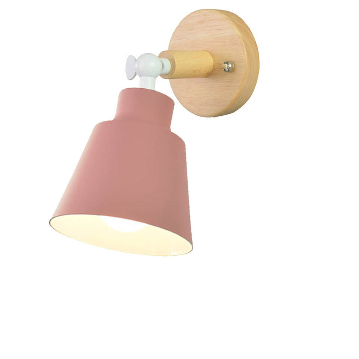 Nordic Minimalist Macaron Einfarbige Drehbare Holz 1-Licht Wandleuchte 