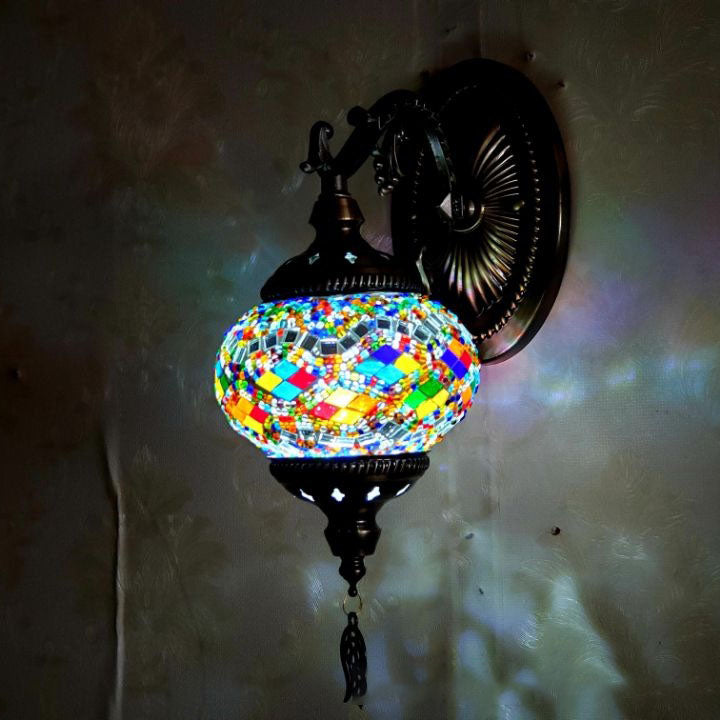 European Vintage Exotic Cracked Glass 1-Light Wall Sconce Lamp