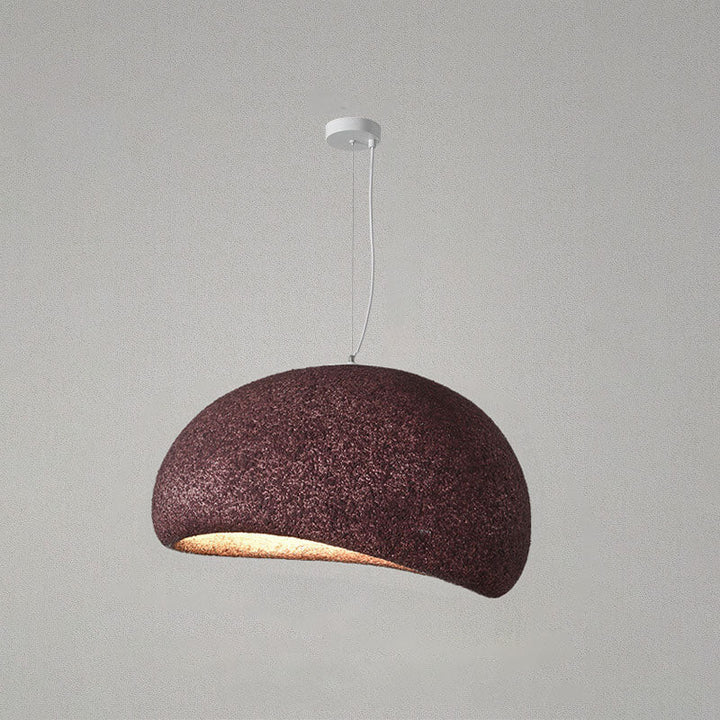 Lustre suspendu traditionnel vintage en arc semi-circulaire avec texture imitation pierre 1 lumière pour salon 