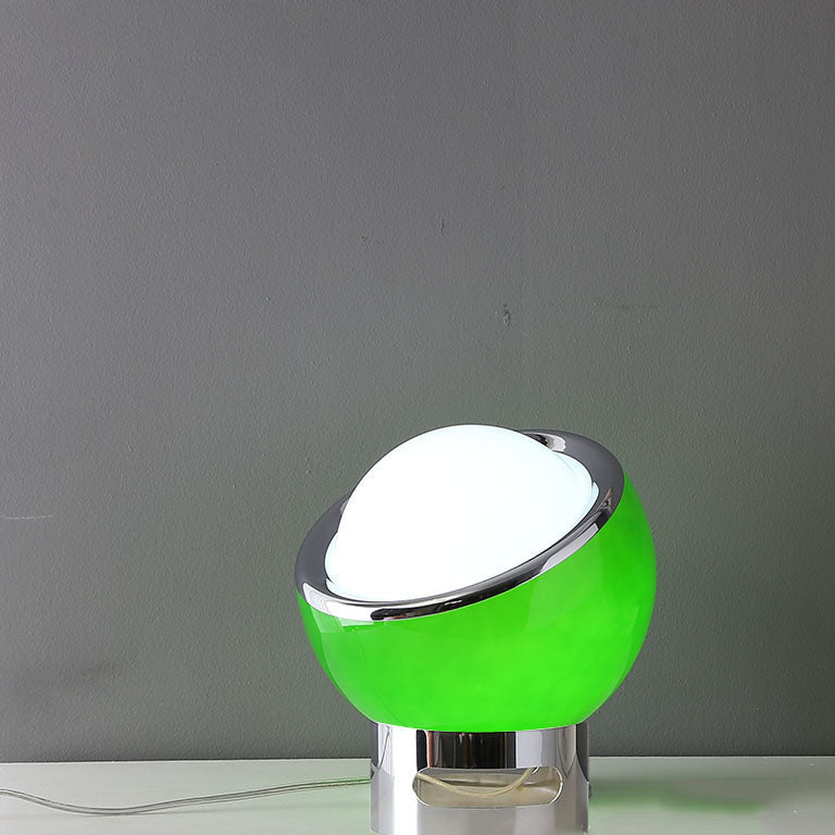 Lampe de table à 1 lumière en verre et fer à tête ronde moderne et colorée 