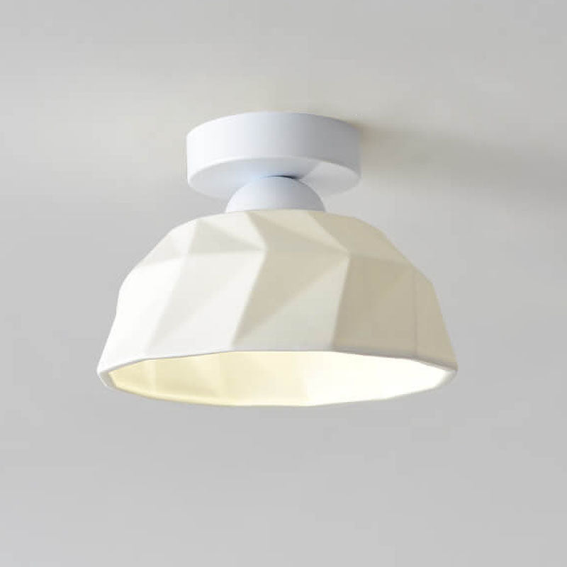 Nordic Minimal Textured Ceramic Cone Round 1-Light Semi-Flush Mount Ceiling Light