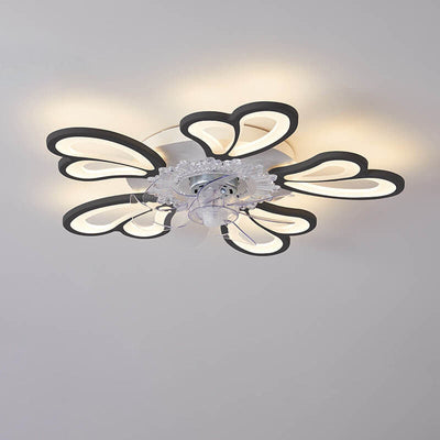 Scandinavian Modern Minimalist Heart Iron Acrylic Plastic LED Flush Mount Ceiling Fan Light