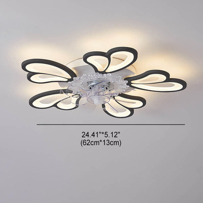 Scandinavian Modern Minimalist Heart Iron Acrylic Plastic LED Flush Mount Ceiling Fan Light