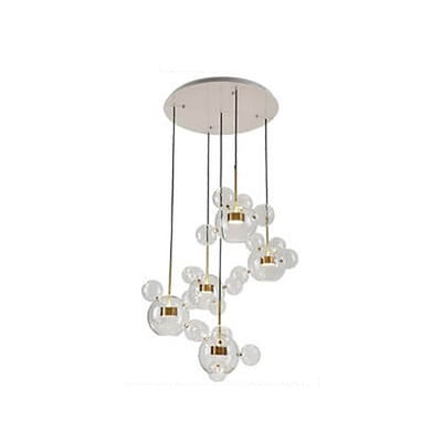 Modern Atom Mickey Head Bubble Glass Ball 1-Light LED Pendant Light