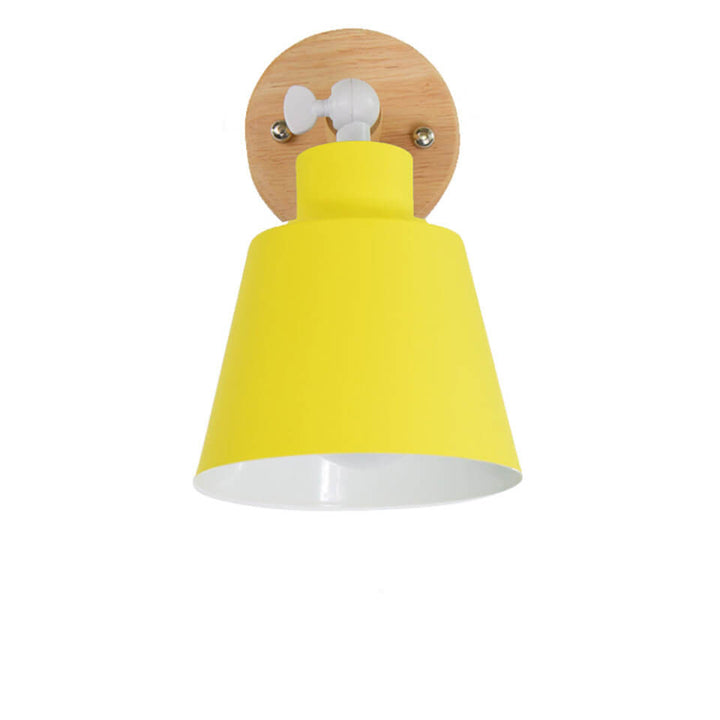 Nordic Minimalist Macaron Einfarbige Drehbare Holz 1-Licht Wandleuchte 